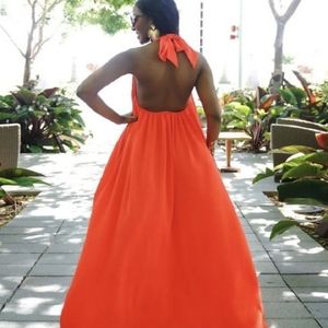 Backless Halter Maxi Dress